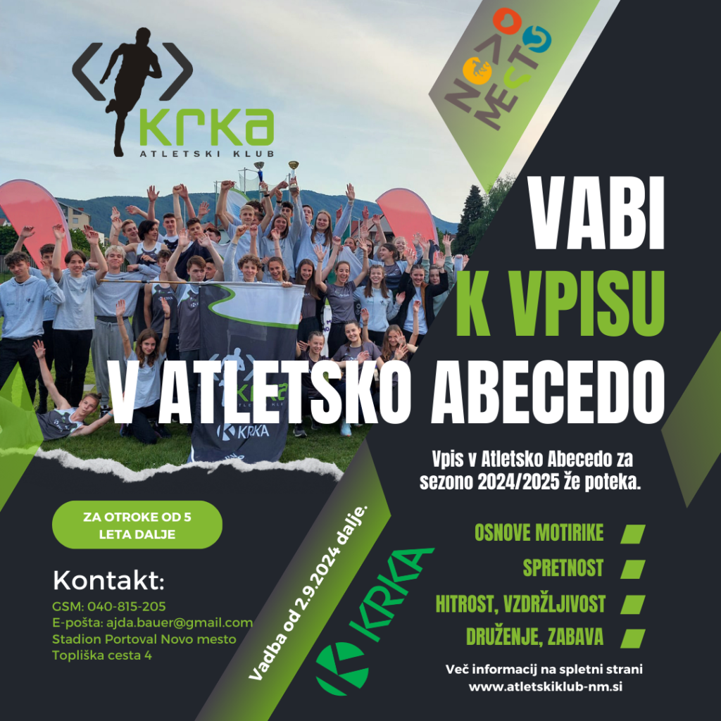 Atletska abeceda v Novem mestu se prične 2.9.2024 na stadionu Portoval