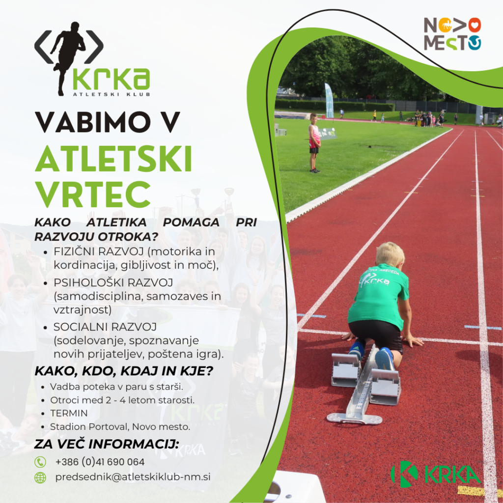 Atletski vrtec prične z vadbo v petek, 4.10.2024 v Gimnaziji Novo mesto